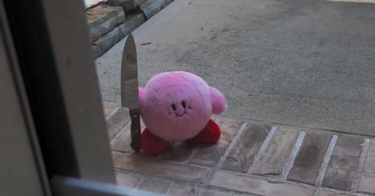 kirby with a knife